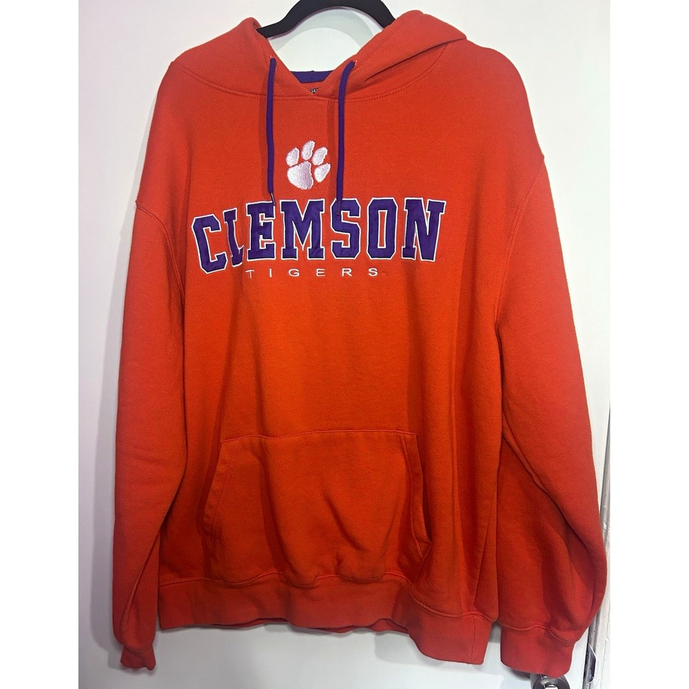 Colosseum Clemson Tigers NCAA Pullover Hoodie Men's 2XL Orange Purple